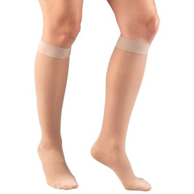 Truform Women's Stockings Knee High Sheer Dot Pattern: 15-20 mmHg M NUDE